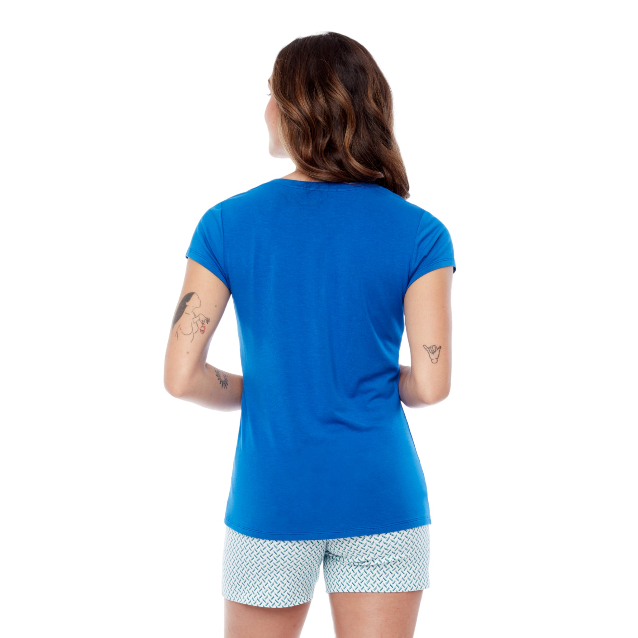 Cobalt Marylyn V-Neck T- Shirt-Veri Peri
