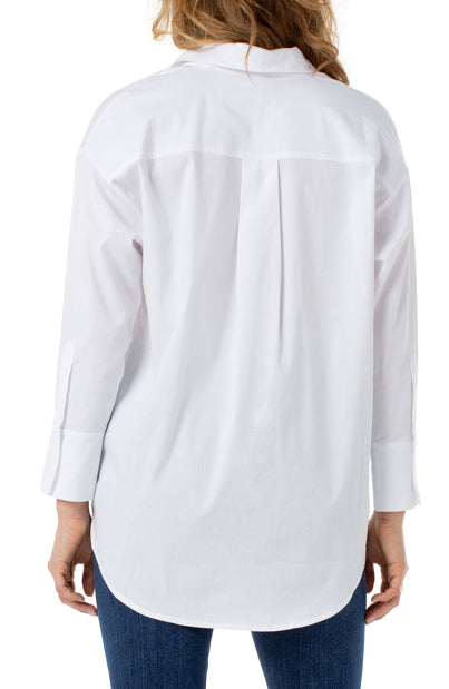 White Oversized Classic Button Down Shirt-Veri Peri