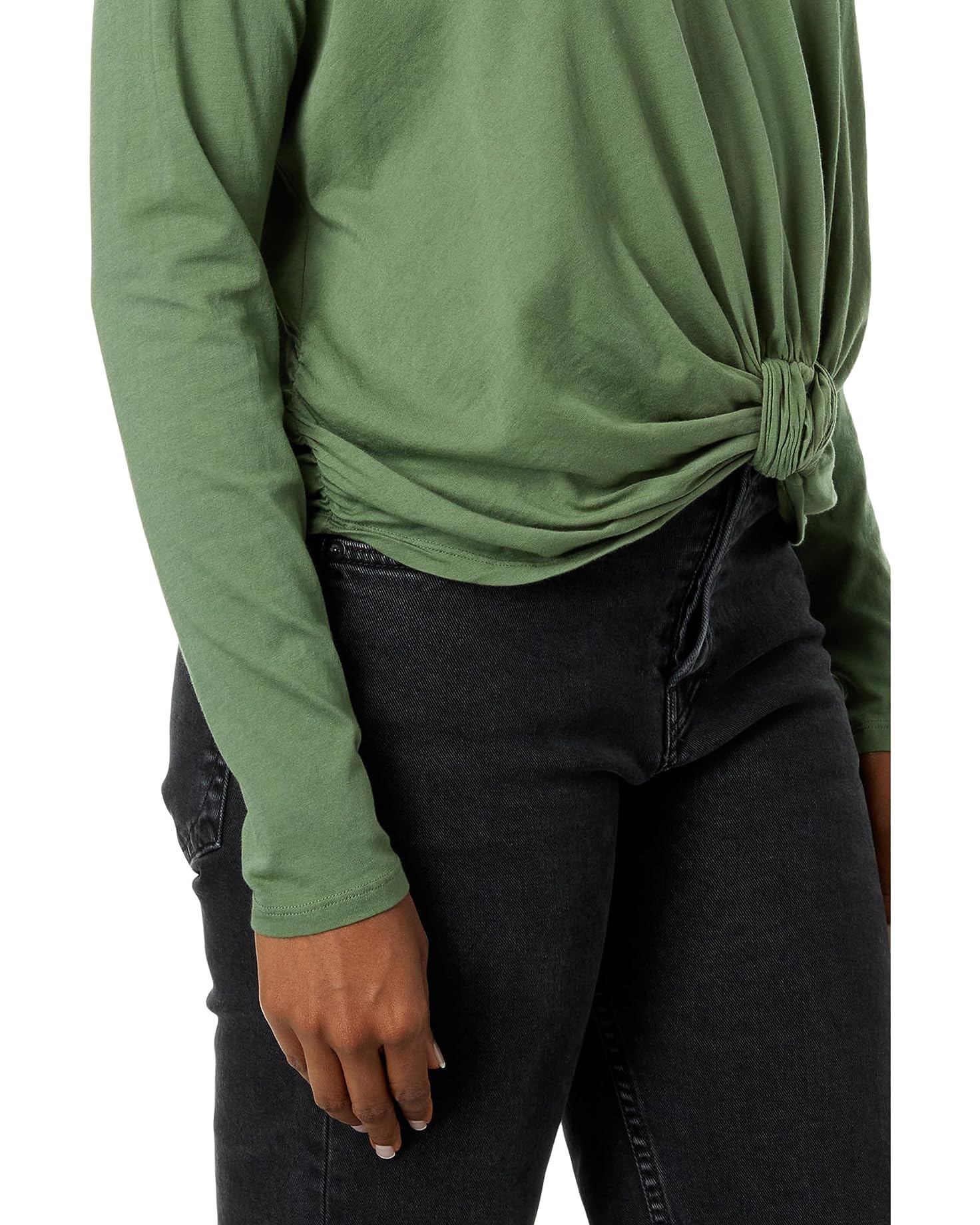 Knot Front Detail Long Sleeve Top in Sprout-Veri Peri