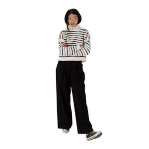 Curtis Mockneck Multi Coloured Striped Sweater-Veri Peri