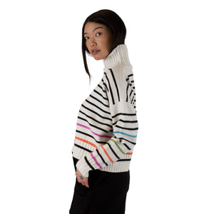 Curtis Mockneck Multi Coloured Striped Sweater-Veri Peri