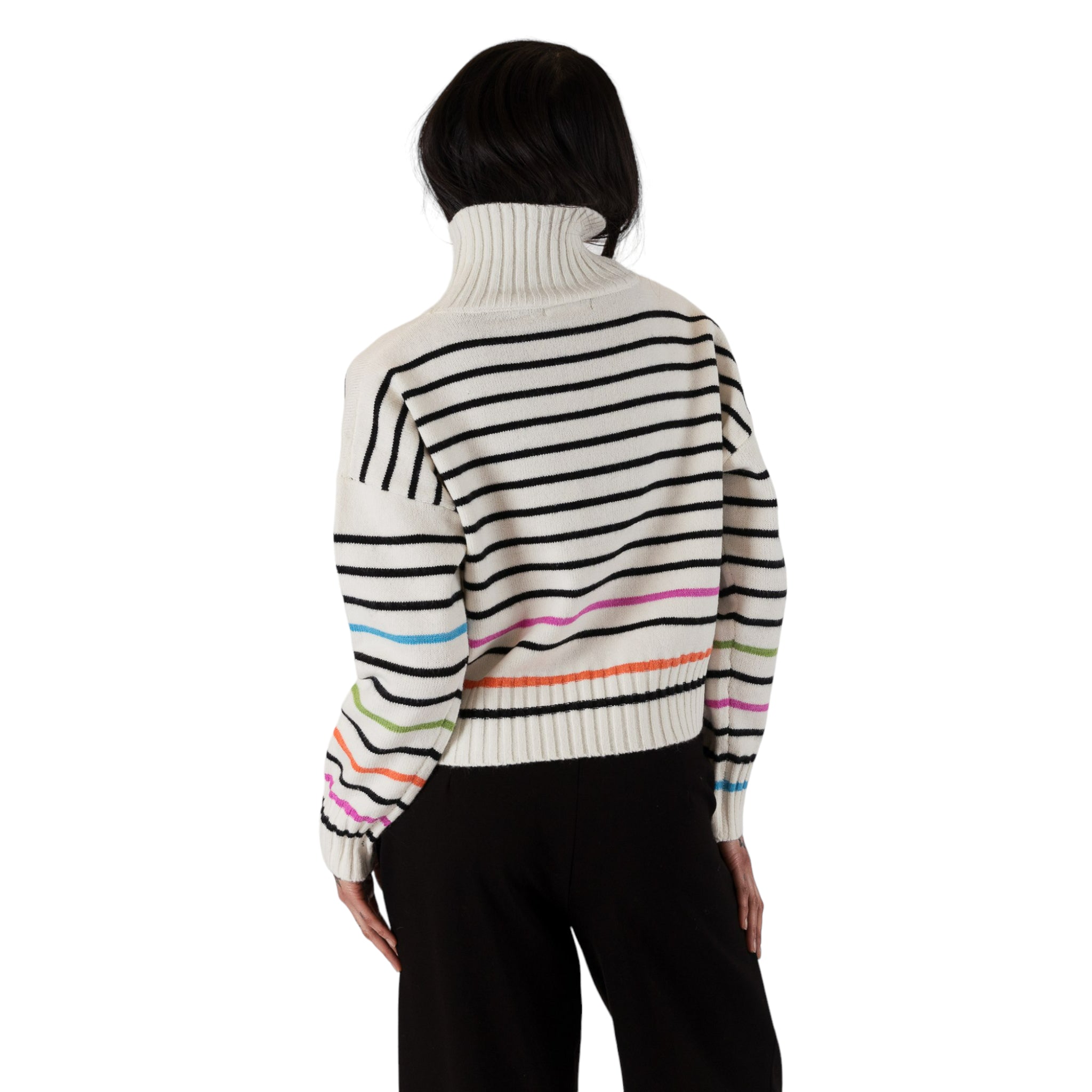 Curtis Mockneck Multi Coloured Striped Sweater-Veri Peri