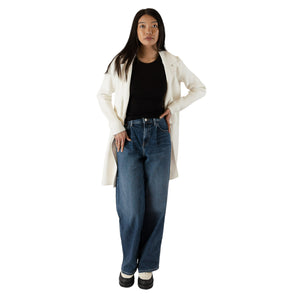 Fiona Collared Jacket Sweater with Pockets in Ivory-Veri Peri