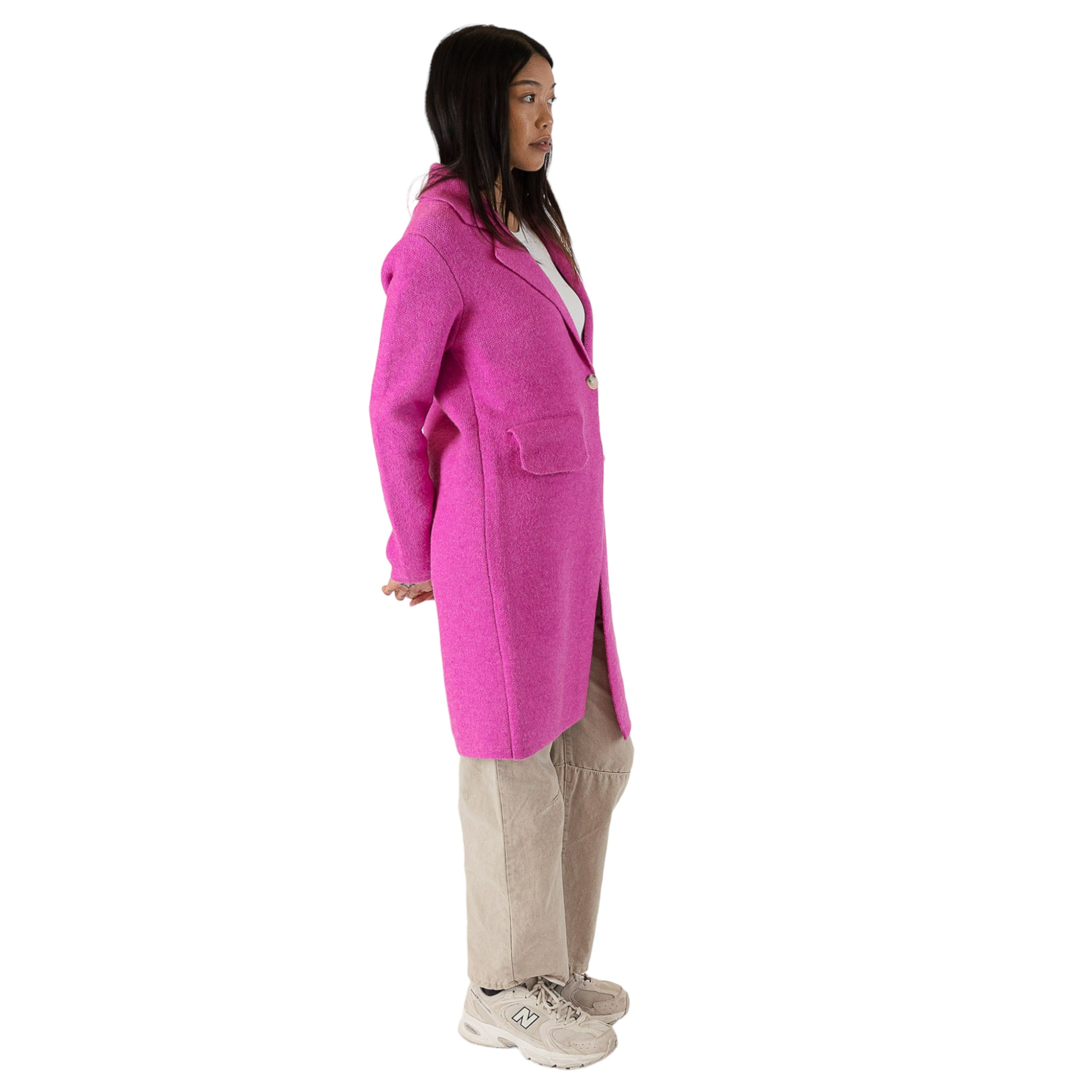 Fiona Collared Jacket Sweater with Pockets in Magenta-Veri Peri