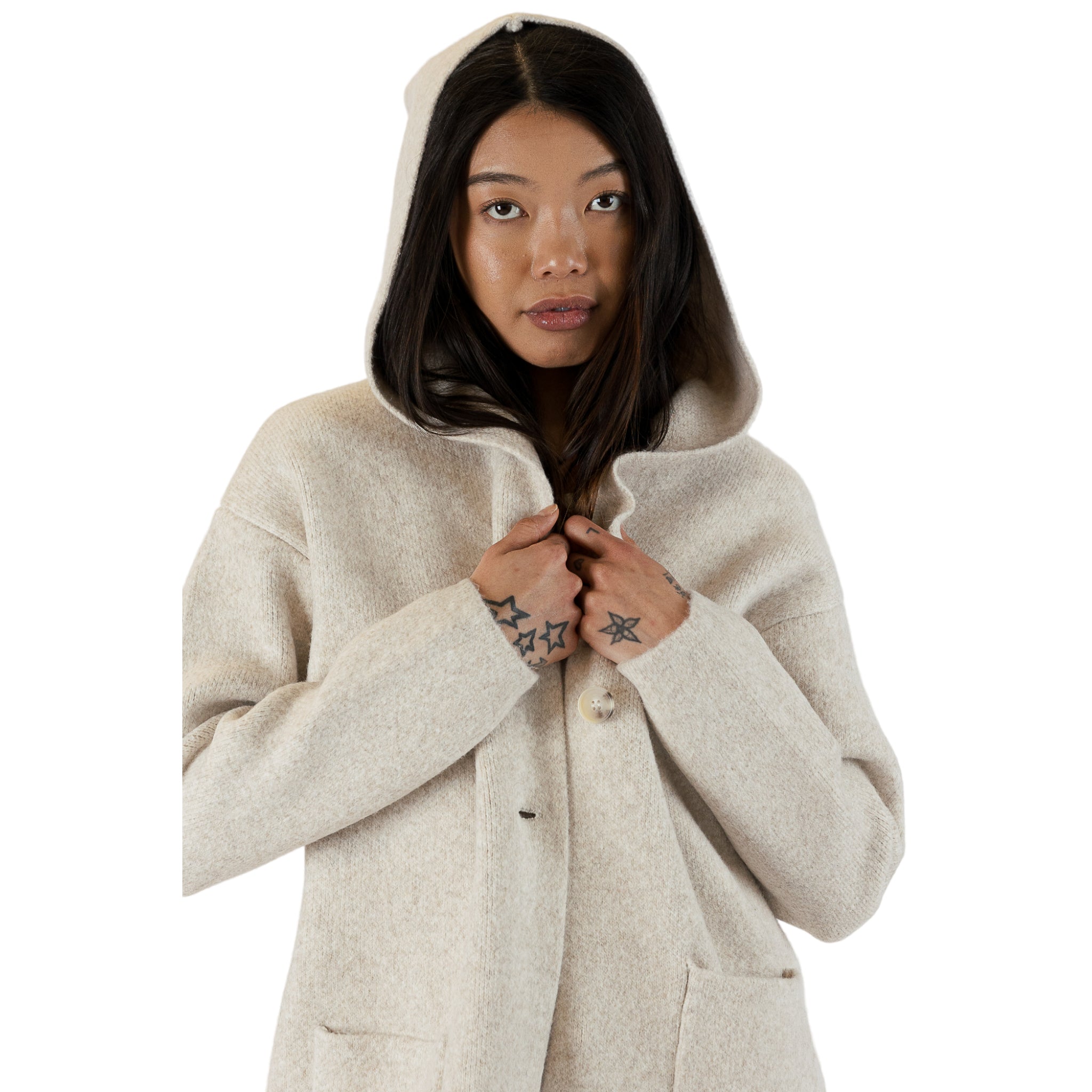 Long sweater coat with hood online