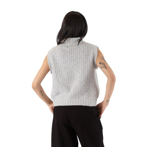 Lina Eco Textured Vest In Grey-Veri Peri