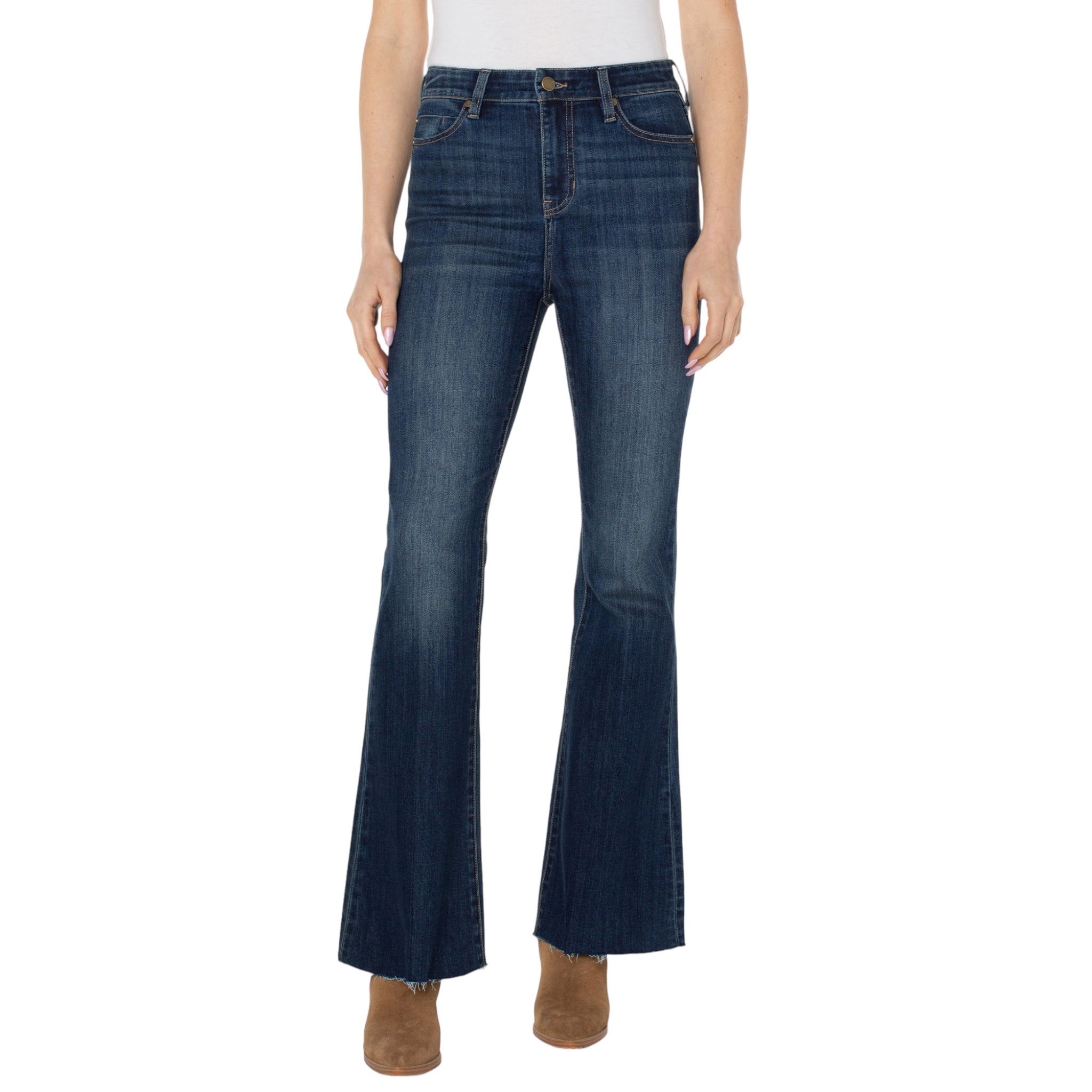 Hannah High Rise Dark Wash Flare Jeans-Veri Peri