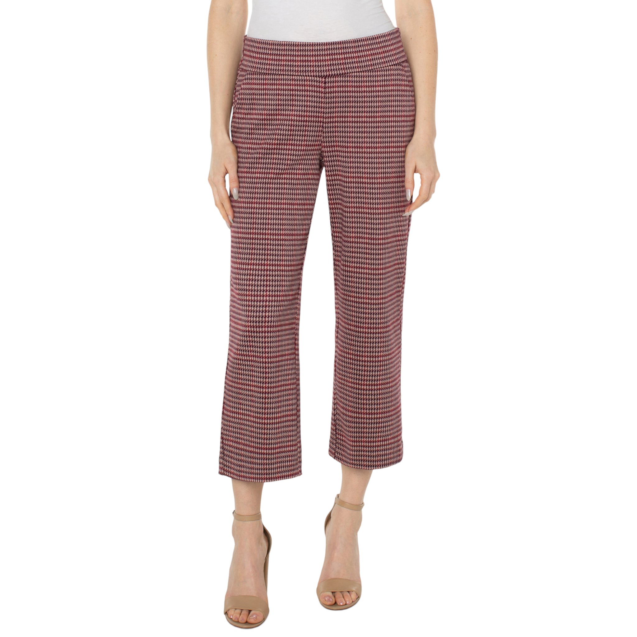 Mable Houndstooth Wide Leg Cropped Pants-Veri Peri