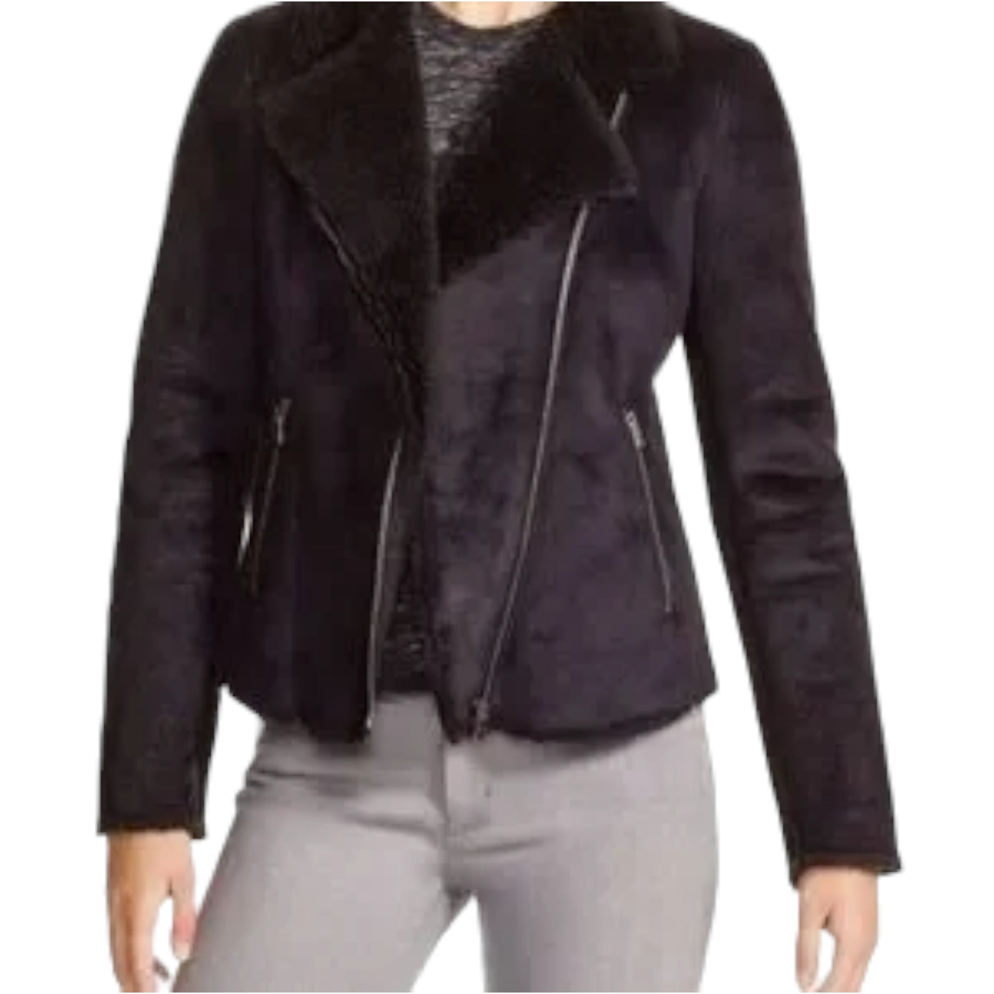 Velvet by Graham and Spencer Faux Fur and Shearling Moto Jacket