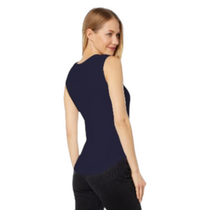 Exposed Band Crew Neck Tank in Navy